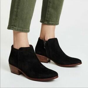 SAM EDELMAN Petty Black Suede Ankle Boots Booties Size 6.5